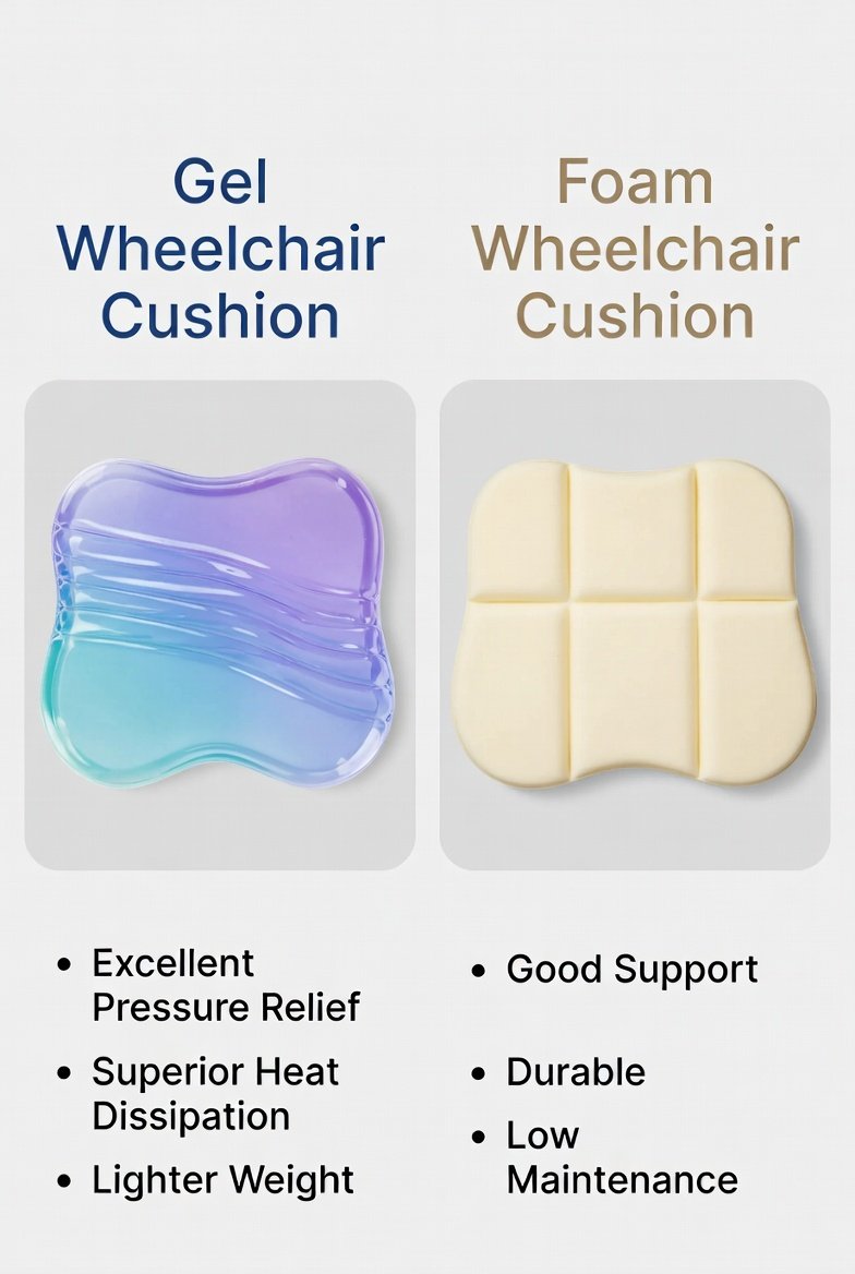 “gel vs foam wheelchair cushion,”
